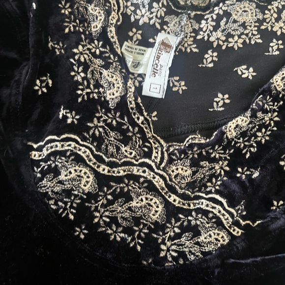 VINTAGE black velvet bodysuit etincelle - Picture 4 of 7